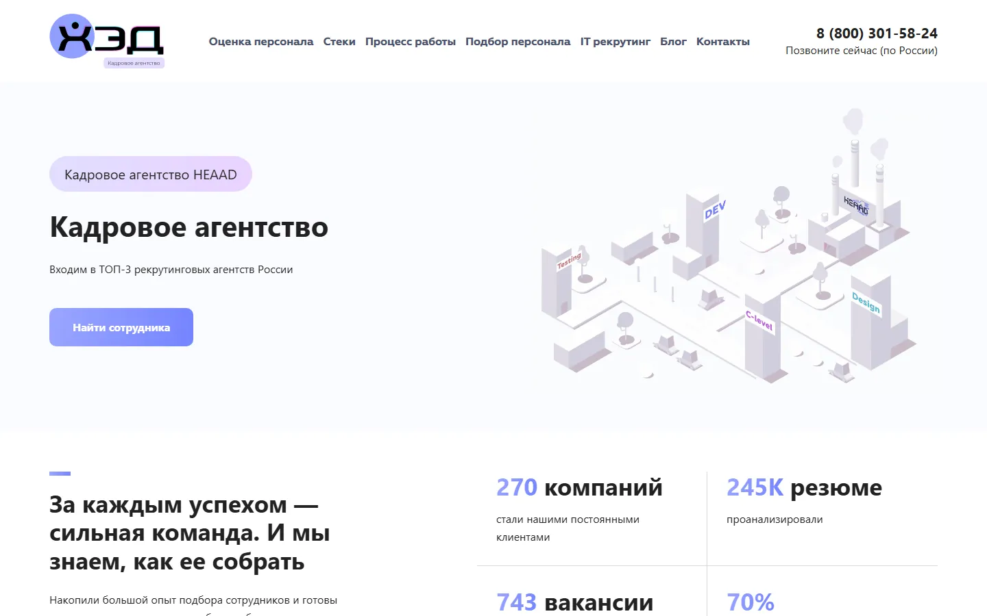 Сайт кадрового агентства ХЭД
