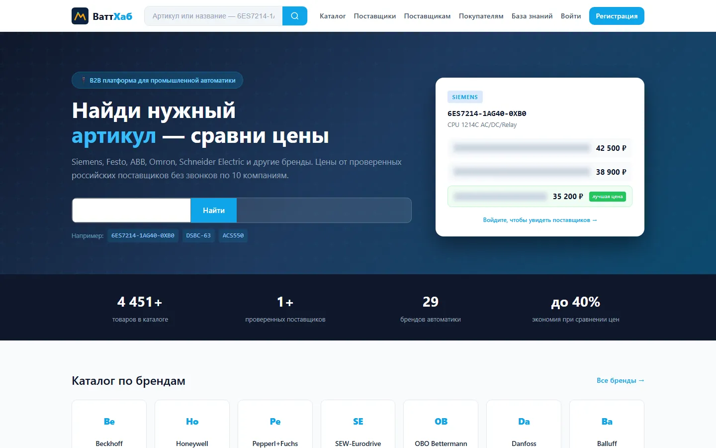 ВаттХаб — сравнение цен на промышленную автоматику